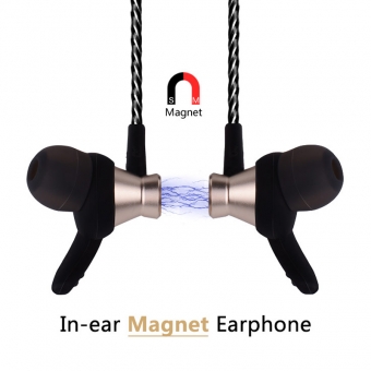Computer mobile bass earphone magnetic metal in ear earpieces