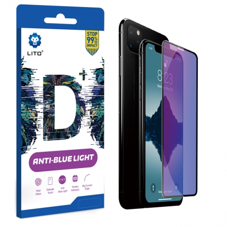 LITO D+ Curve Full Coverage Full Glue Anti-Blue Light Filter Tempered Glass Screen Protector For iPhone 