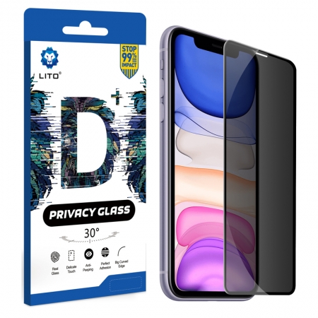 LITO Full Coverage Full Glue Anti-spy Tempered Glass Screen Protector For Apple iPhone 11/XR 