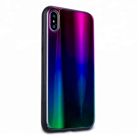 IPhone X Luxury Aurora TPU Glass Cell Phone Protective Case 
