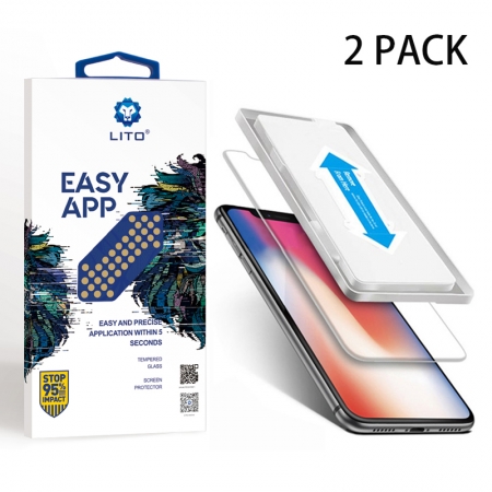 IPhone X Flexible Tempered Glass Screen Protector 2 Pack with Guide Frame 