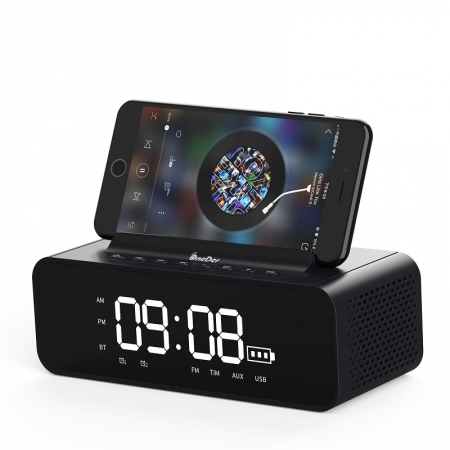 OneDer V06 Multifunctional Dual Alarm Clock LED Display Wireless Bluetooth Speaker 