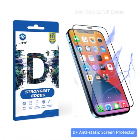 Wholesale LITO D+ Anti-Static Dustproof Full Glue Tempered Glass Screen Protector For iPhone 