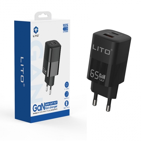 Wholesale LITO 65W GaN 2-in-1 USB-C Fast Charger 