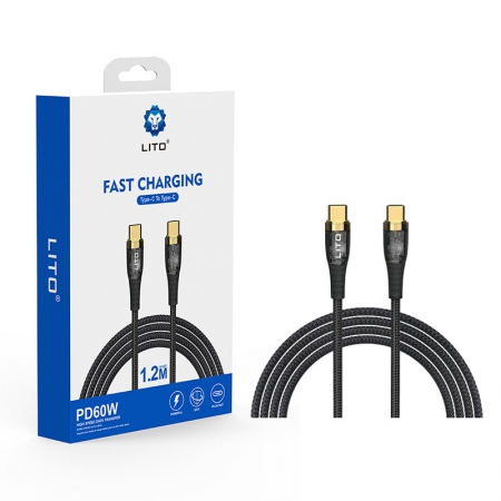 Wholesale LITO Fast Charge PD Type C 60W Woven Data Charging Cable 