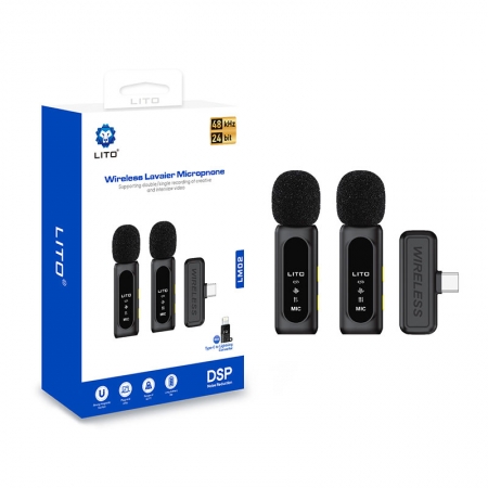 Lito LM02 Professional Wireless Lavalier Microphone for Smartphone Recording 