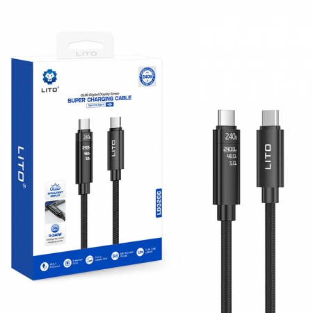 LITO LD32CC 240W USB-C to USB-C Fast Charging Cable with TFT Real-Time Power Display 