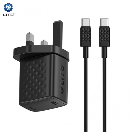 LITO LC14 GaN 20W PD Fast Charger with USB-C Port UK Plug 