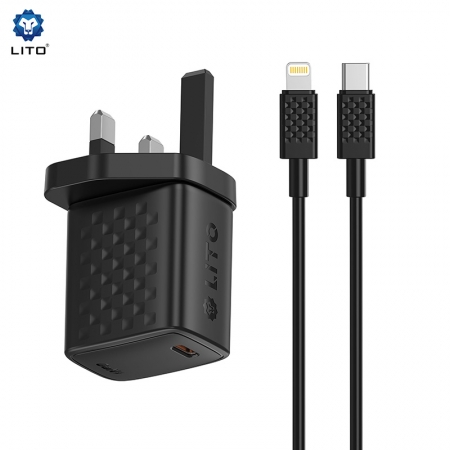 LITO LC14 GaN 20W PD Fast Charger with USB-C Port UK Plug 