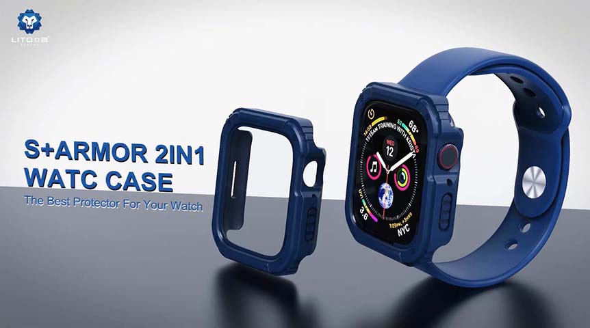 LITOSCREEN new design Armor watch case TPU+PET+tempered glass Scratch-resistant, waterproof