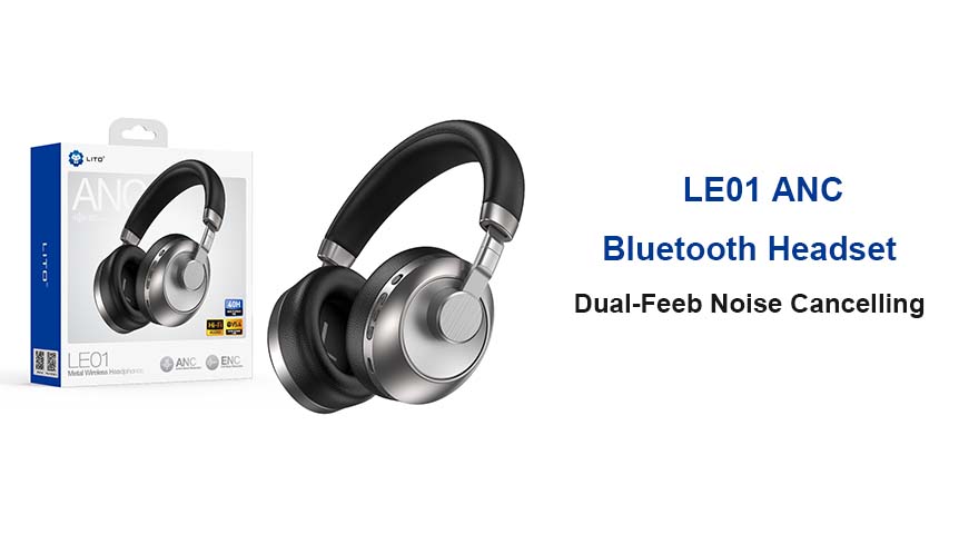 LITO LE01 ANC Bluetooth 5.4 Headset Dual-Feed Noise Cancelling 40H Playtime
