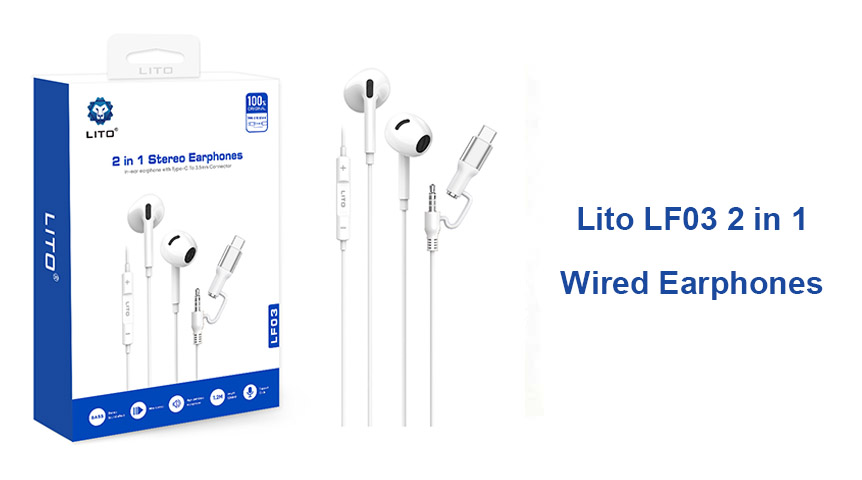 LITO LF03 2 in 1 Type C to 3.5mm Wired Earphone for Mobile Phones