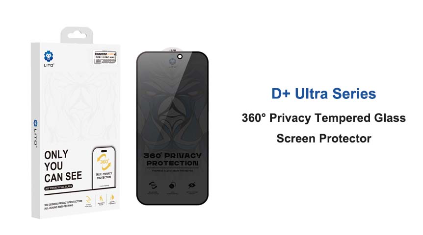 Lito D+ Ultra 360 degrees privacy tempered glass screen protector