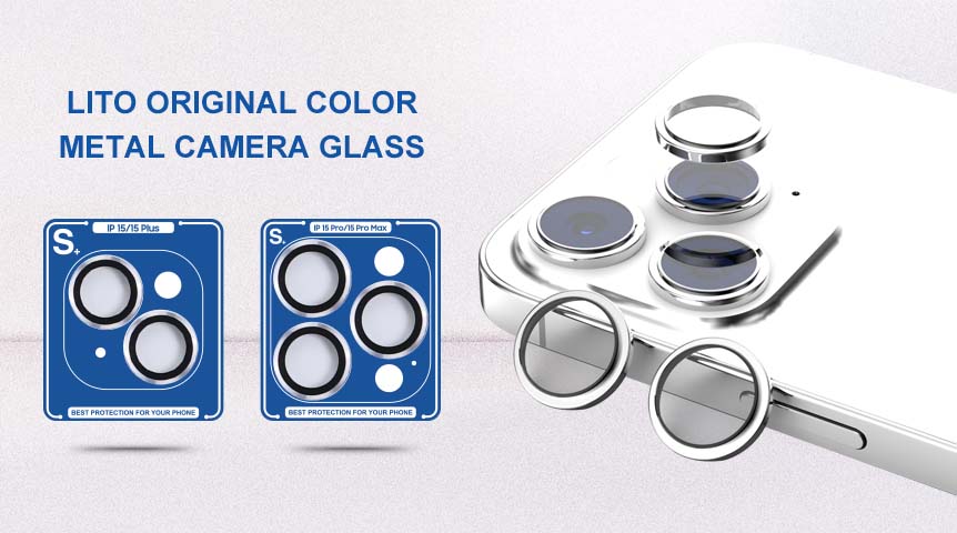 Lito original color camera lens protector with applicator for iphone 15 series